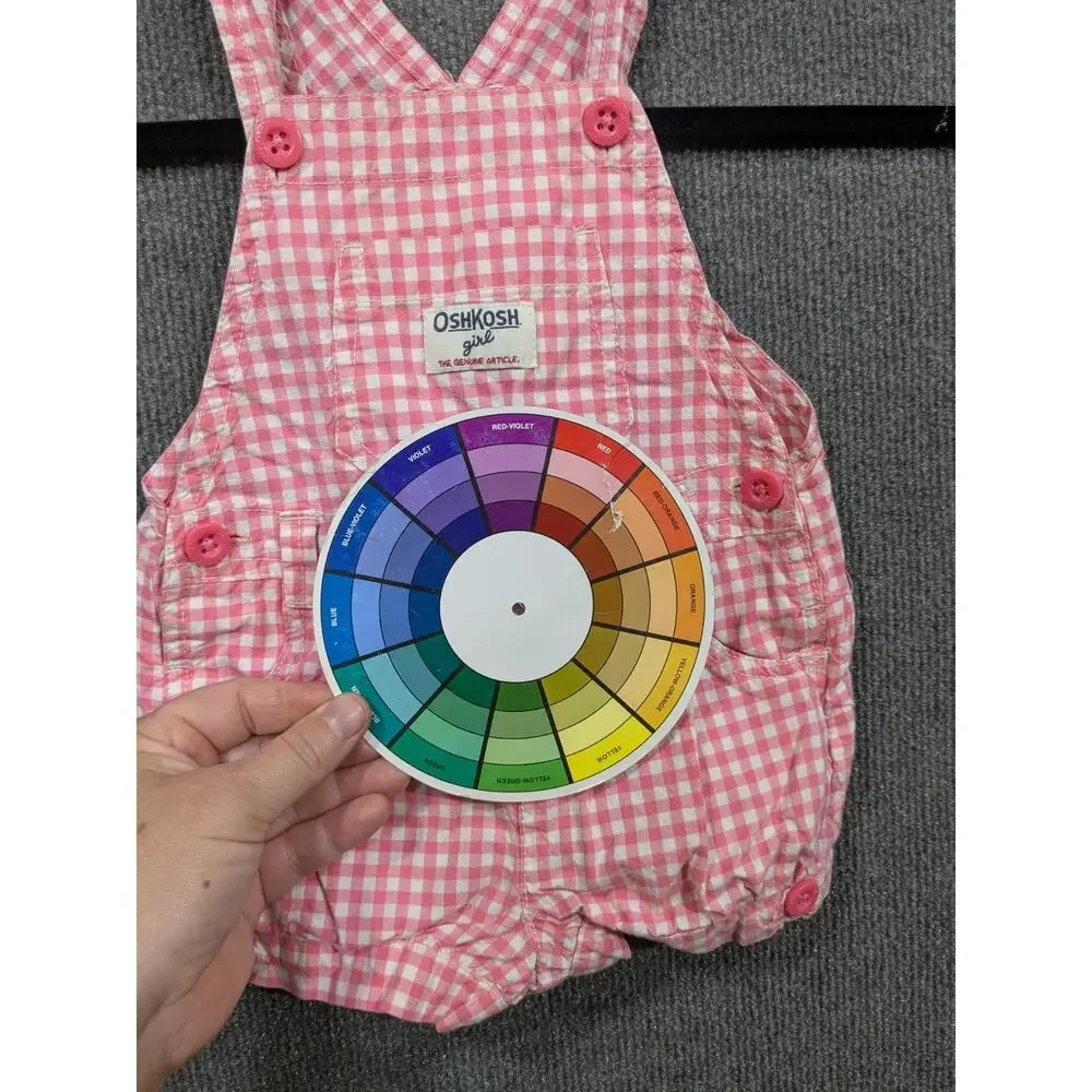 Vtg Oshkosh BGosh Romper Overalls 18M Vestbak Baby Girl Gingham Bubble Shorts
